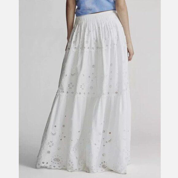 Polo Ralph Lauren White Eyelet Tiered Poplin Maxi Skirt - Picture 2 of 6